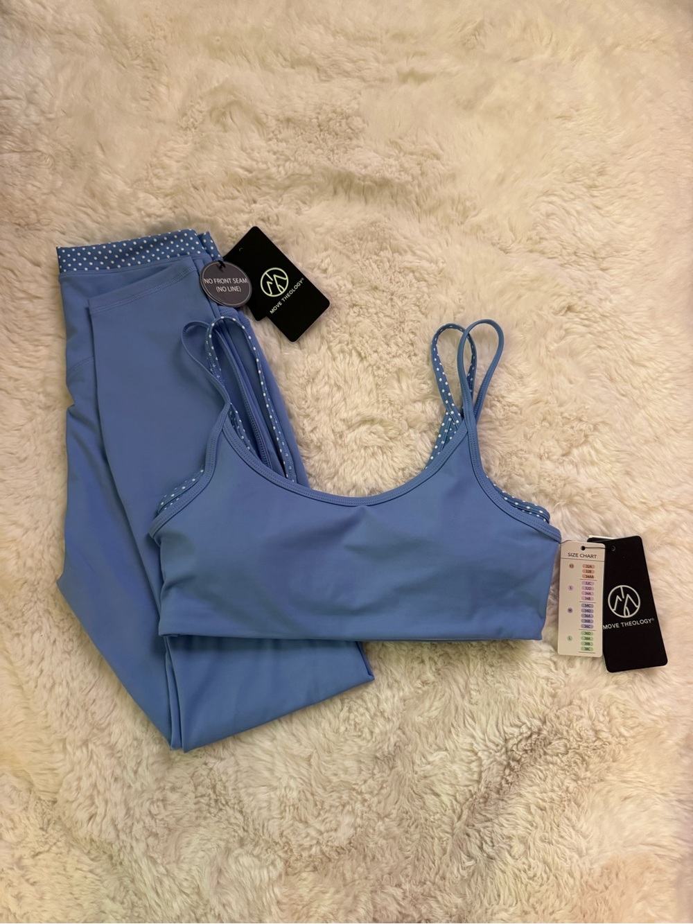 Move Theology Polka Dot Light Blue Double Layered Workout Set
